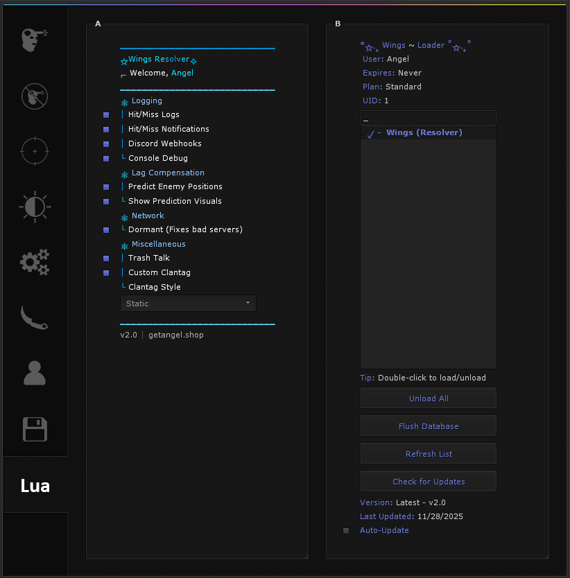 Wings Menu Interface